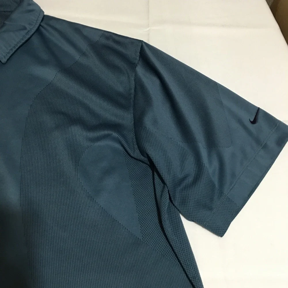 Nike Golf Polo Shirt Mens Large Blue Short Sleeve 1/4 Zip Dri-FIT Performance